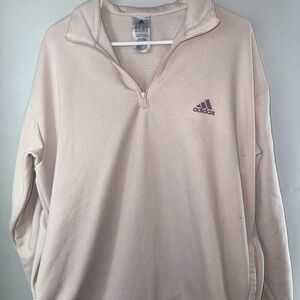 Adidas Cream and Purple Women's Crew Neck Sweater